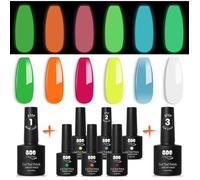 Vernis Semi Permanent Briller Dans L'Obscurité,Brillant Néon 6 Couleurs Avec Base Et Top Coat Uv Vernis À Ongles Glow In The Dark