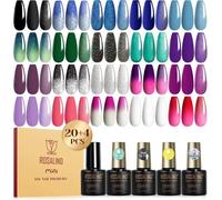 Vernis Semi Permanent Caméléon, 24Pcs Uv Vernis Gel Thermique 20 Couleurs Et Base Top Coat, Top Coat Mat Et Pailleté, Vernis[YG1504]