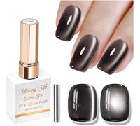 Vernis Semi Permanent Cat Eyes, 15ml Noir Moonlight Crystal Vernis Semi Permanent Magnétique, Jelly Pailleté Vernis Cat Eyes Avec Bâton Magnétique Soak Off Uv/Led Pour Salon Diy Home