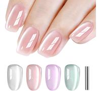 Vernis Semi Permanent Cat Eyes, 4 Couleurs Blanc Rose Nude Violet Vert Moonlight Crystal Magnétique Semi-Permanent Jelly Glass Vernis À Ongles Soak Off Uv/Led Pour Salon Diy Home, 8 Ml