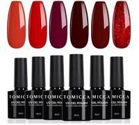 Vernis semi permanent - ESTAMPILLE - Rouge & Paillette - 6 couleurs - 8 ml - Gel UV/LED - 21 jours haute brillance