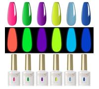Vernis Semi Permanent Fluo Fluorescent Rose Vert Pourpre Jaune Bleu 6 Couleurs Néon Jelly Vernis À Ongles Gels Semi-Permanen[YG136]