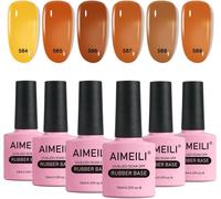 Vernis Semi Permanent Gel Rubber Base Coat Gel Polish Uv/Led Feuilles D'erable Brun Automne 6 Couleurs 10ml Renforcement Et Réparation De Manucure, Colle De Décorations - Kit 53
