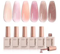 Vernis Semi Permanent Jelly Miroiter Lot de Vernis à Ongles Gels Rose Beige 6 Couleurs Transparent Gelée Dame aux Rêves Sèche