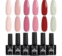 Vernis Semi Permanent Kit, 6 Couleurs Rose Nude Rouge Vernis Gel Uv, Soak-Off Vernis À Ongles Uv/Led Gel Cadeau Pour Salon De Manucure Diy Home, 8ml