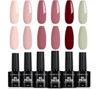 Vernis Semi Permanent Kit, 6 Couleurs Rose Nude Rouge Vernis Gel Uv, Soak-Off Vernis À Ongles Uv/Led Gel Cadeau Pour Salon De Manucure Diy Home, 8ml