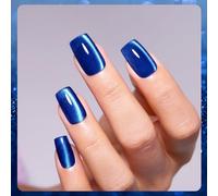 Vernis Semi Permanent Magnétique, 15ml Bleu Foncé Cristal Cat Eye Gel Nail Polish Pailleté Printemps Été Vernis Gel Uv Diamond Shimmer Vernis À Ongles Gels Soak Off Uv Led