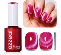 Vernis Semi Permanent Magnétique, 15ml Rose Vif Cristal Cat Eye Gel Nail Polish Pailleté Printemps Été Vernis Gel Uv Diamond Shimmer Vernis À Ongles Gels Soak Off Uv Led