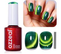 Vernis Semi Permanent Magnétique, 15ml Vert Émeraude Cristal Cat Eye Gel Nail Polish Pailleté Printemps Été Vernis Gel Uv Diamond Shimmer Vernis À Ongles Gels Soak Off Uv Led
