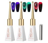 Vernis Semi Permanent Magnétique, 3 Couleurs 12D Cat Eye Vernis à Ongles Gel UV Nail Gel Polish Holographique Vernis à Ongles avec Aimant Bâton pour Salon Home DIY Art Gift, 10 ML