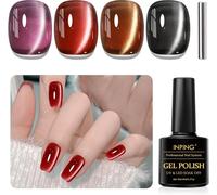 Vernis Semi Permanent Magnétique Cat Eye, 4 Couleurs Violet Rouge Marron Noir Gel Vernis À Ongles Avec Bâton Magnétique, Soak Off Uv Led Crystal Gel Nail Polish Pour Diy Nail Art, 8 Ml