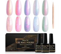 Vernis Semi Permanent Nacré, 5 Couleurs Rose Violet Cyan Scintillant Perle Effet Gel UV Semi Permanent Soak Off UV/LED