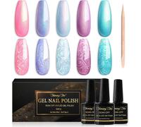 Vernis Semi Permanent Nacré, 5 Couleurs Rose Violet Vert Bleu Scintillant Perle Effet Gel Uv Semi Permanent Soak Off Uv/Led Vernis À Ongles Pour Salon De Manucure Diy Home, 8ml
