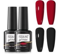 Vernis Semi Permanent Noir Rouge Couleur, 15ml Vernis À Ongles, Gel Soak Off Pour Uv Led, Nail Art Kit Vernis Semi Permanent Pastel Black Red Color Uv Gel Nail Polish 2pcs