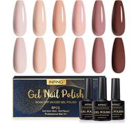 Vernis Semi Permanent Nude,6 Couleurs Naturel Nude Soak Off Uv Led Vernis À Ongles, Rose Nu Abricot Le Brun Foncé Vernis Gel Nudee