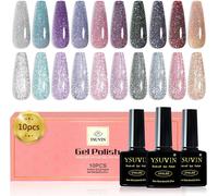Vernis Semi Permanent Pailleté Réfléchissants, 10 Couleurs Rose Violet Bleu Noir Or Argent Diamant Vernis À Ongles Soak Off Uv Pour Cocktail Conférence Nail Art Design