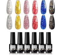 Vernis Semi Permanent Paillettes Rose Rouge Bleu Noir Doré Argent Vernis À Ongles Pour Uv Led, 6 Couleurs Soak Off Gel Nail Polish, Lot Vernis Semi-Permanent Nail Art Set 6pcs