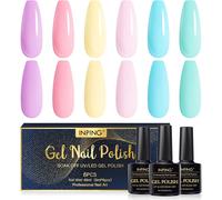 Vernis Semi Permanent Pastel,6 Couleurs Printemps D'été Vernis Gel Uv Semi Permanent,Macaron Rose Jaune Vert Vernis Violet,Soak Off Uv/Led Vernis À Ongles Pour Femmes Diy Nail Art,8ml