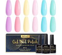 Vernis Semi Permanent Pastel,6 Couleurs Printemps D'été Vernis Gel UV Semi Permanent,Macaron Rose Jaune Vert Vernis Violet,8ML