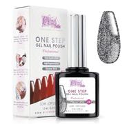 Vernis Semi Permanent UV/Led One Step 12 ml - Mercure Paillettes - Effet Ongles foncés mais très brillants Avec ou Sans Base et Top Coat