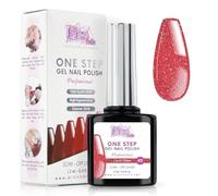 Vernis Semi Permanent UV/Led One Step 12 ml - Paillettes Corail - Effet Ongles foncés mais très brillants Avec ou Sans Base et Top Coat