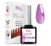 Vernis Semi Permanent UV/Led One Step 12 ml - Paillettes Lilas Nettoyantes - Effet Ongles foncés mais très brillants Avec ou Sans Base et Top Coat