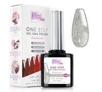 Vernis Semi Permanent UV/Led One Step 12 ml - Paillettes Vertes Claires - Effet Ongles foncés mais très brillants Avec ou Sans Base et Top Coat
