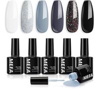 Vernis Semi Permanent, Vernis Gel Uv 6 Couleurs Blanc Noir Pailleté Kit Gel Ongle French Manucure Nail Art Ongles Gel Soak Off Uv/Led Gel Polish Pour Starter Salon Diy Home