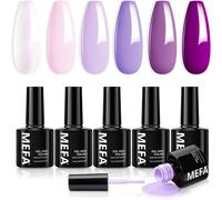 Vernis Semi Permanent, Vernis Gel Uv 6 Couleurs Violet Nude Kit Gel Ongle French Manucure Nail Art Ongles Gel Soak Off Uv/Led Gel Polish Pour Starter Salon Diy Home