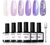 Vernis Semi Permanent,Vernis Gel Uv Semi Permanent Kit Série Paillettes Blanc Violet 6 Couleur Vernis À Ongles Semi Permanent[V153]