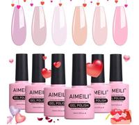 Vernis semi-permanent - ZUUKO - Set 6 pièces - 10 ml par flacon - Rose pastel nude naturel - Séchage rapide - Sans HEMA