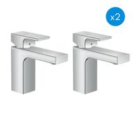 Vernis Shape Lot de 2 Mitigeurs de lavabo ComfortZone 100 CoolStart avec tirette et vidage synthétique, Chrome