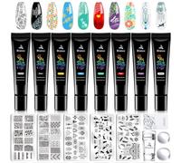 Vernis Stamping Nail Art - Lot de 8 vernis à ongles, gel de couleur, séchage par lampe UV, pour Stamping (8 PCS + 5)