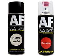 Vernis Voiture Pulvérisation Kit pour BMW WA96 Blanc Minéral Perle 2K Vernis Transparent Basislack Aérosol Spray 2x400ml