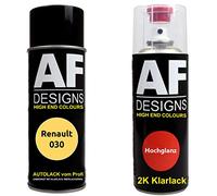 Vernis Voiture Pulvérisation Kit pour Renault 030 Jaune Ptt France 2K Vernis Transparent Basislack Aérosol Spray 2x400ml