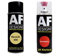 Vernis Voiture Pulvérisation Kit pour Renault 306 Jaune Anis 2K Vernis Transparent Basislack Aérosol Spray 2x400ml