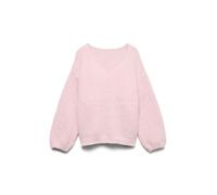 Vero Moda 2way V-Neck Pullover Vmmaybe Ls Pull à col en V 2 Voies Noos, Rose/Motif Parfait, XL Femme