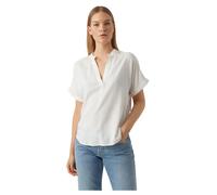 Vero Moda Top casual à encolure fendue, manches courtes, ourlets reversés – Blanc, Taille S