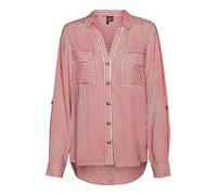 VERO MODA Blouse décontractée à Poches Poitrine pour Femmes en Stretch régulier 3/4 Manches - Haut supérieur, Couleurs:Rouge, Taille:XS