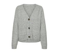 VERO MODA Vmboom Ls GA Noos Cardigan boutonné à col en V, Gris Clair chiné, M Femme