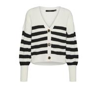 Vero Moda Femme Vmlea V-Neck Cuff Cardigan Noos Pull-Over, Cloud Dancer/Stripes : Noir, XS EU