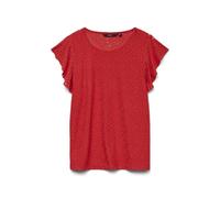 VERO MODA Chemise Blouse avec Motif Trou et Manches Courtes Volantées, Couleurs:Rouge, Taille:L