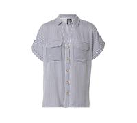 VERO MODA Chemisier 'BUMPY' bleu nuit / blanc, Taille S