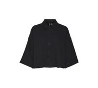 VERO MODA Chemisier Femme avec Patte de Boutonnage, Manches Courtes et col, Coupe Ample, Couleurs:Noir, Taille:XL