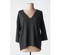 VERO MODA Vmkanva JRS Haut à col en V à Paillettes 3/4 T-Shirt Manches Longues, Noir/détails : Lurex argenté, L Femmes
