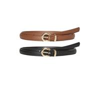 VERO MODA Coated Belt 2-Pack Vmkatja Lot de 2 Ceintures enduites, Noir, Numeric_90 Femmes