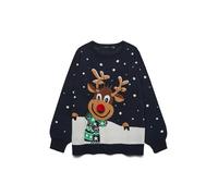 Vero Moda Curve Pull-over 'VMCFrostydeer' bleu marine / marron / vert / blanc, Taille 4XL