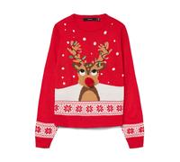Vero Moda Curve Pull-over 'VMCFrostydeer' marron / rouge / blanc, Taille XXL