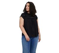 VERO MODA CURVE Vmdebbie Haut plissé S/L Blouse, Noir, 46 Plus Femme