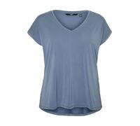 VERO MODA CURVE Vmfilli SS T-Shirt à col en V GA Curve Top, Bleu Chine, XL Femme